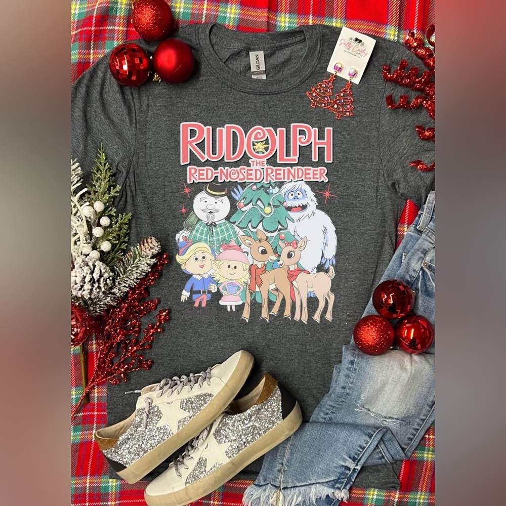 Rudolph the Red-Nosed Reindeer Graphic T-Shirt - Gray